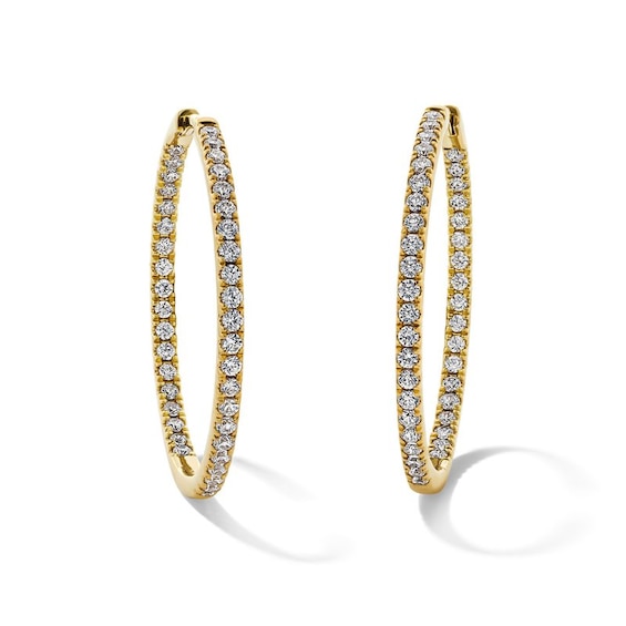 Previously Owned - 1 CT. T.W. Lab-Grown Diamond Inside-Out Hoop Earrings in 10K Gold (F/VS2)