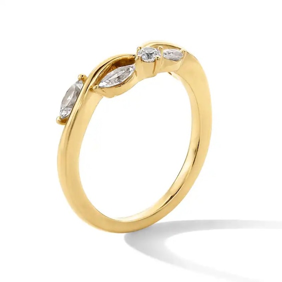 Previously Owned - 3/8 CT. T.w. Marquise and Round Lab-Grown Diamond Leaf Vine Contour Band in 14K Gold (F/Vs2)