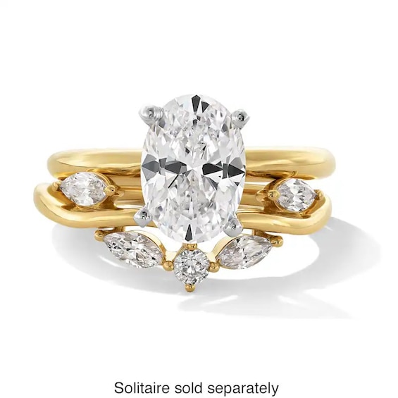 Previously Owned - 3/8 CT. T.w. Marquise and Round Lab-Grown Diamond Leaf Vine Contour Band in 14K Gold (F/Vs2)