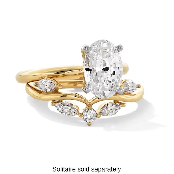 Previously Owned - 3/8 CT. T.w. Marquise and Round Lab-Grown Diamond Leaf Vine Contour Band in 14K Gold (F/Vs2)