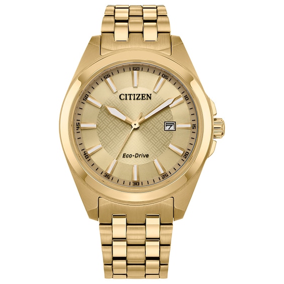 Previously Owned - Men’s Citizen Eco-Drive® Classic Gold-Tone IP Watch with Champagne Dial (Model: Bm7532-54P)