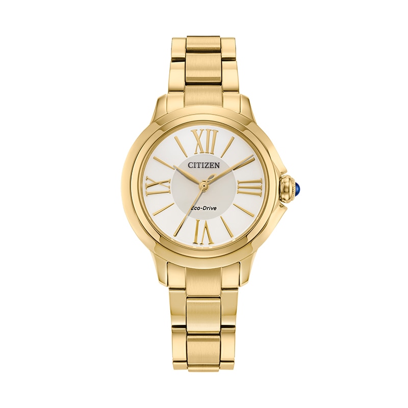 Main Image 1 of Previously Owned - Ladies' Citizen Eco-Drive® Dress Classic Ceci Gold-Tone IP Watch with White Dial (Model: EM1162-52A)