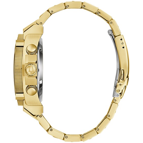 Previously Owned - Men's Bulova Precisionist Icon Gold-Tone IP Chronograph Watch with Black Dial (Model: 97B218)
