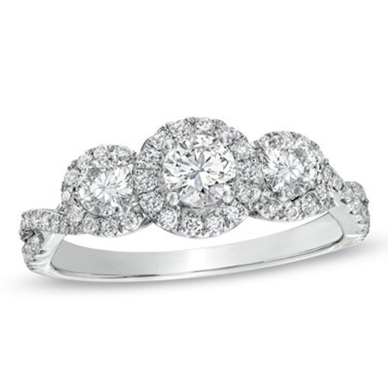 Previously Owned - 1 CT. T.w. Diamond Past Present Future® Ring in 14K White Gold
