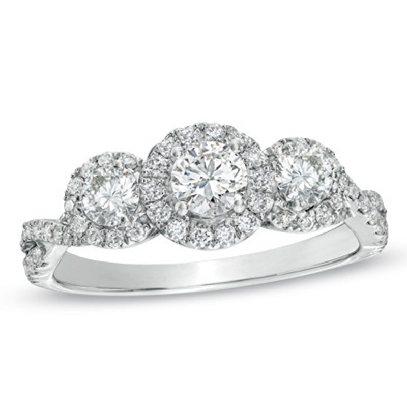 Main Image 1 of Previously Owned - 1 CT. T.W. Diamond Past Present Future® Ring in 14K White Gold