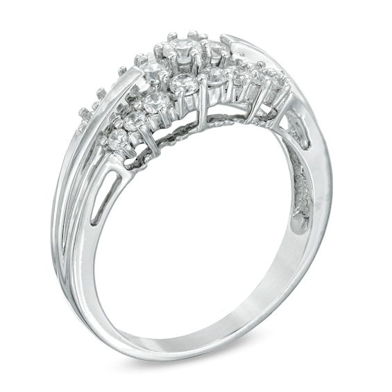 Previously Owned - 1/2 CT. T.w. Diamond Flower Ring in 10K White Gold