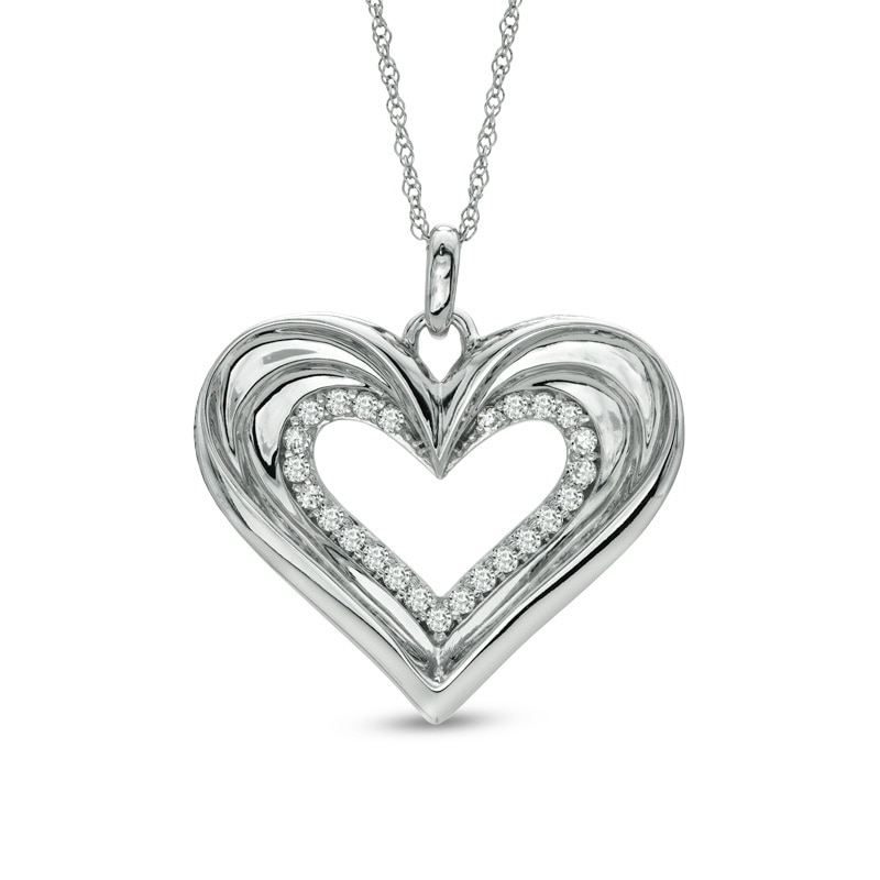 Main Image 1 of Previously Owned - 1/4 CT. T.W. Diamond Heart Pendant in 10K White Gold
