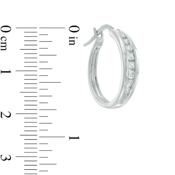Previously Owned - 1/2 CT. T.w. Diamond Channel-Set Oval Hoop Earrings in 14K White Gold