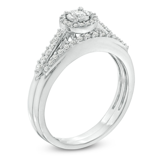 Previously Owned - 1/3 CT. T.w. Diamond Frame Bridal Set in 10K White Gold