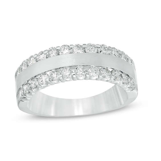 Previously Owned - 1 CT. T.w. Diamond Satin Center Anniversary Band in 14K White Gold