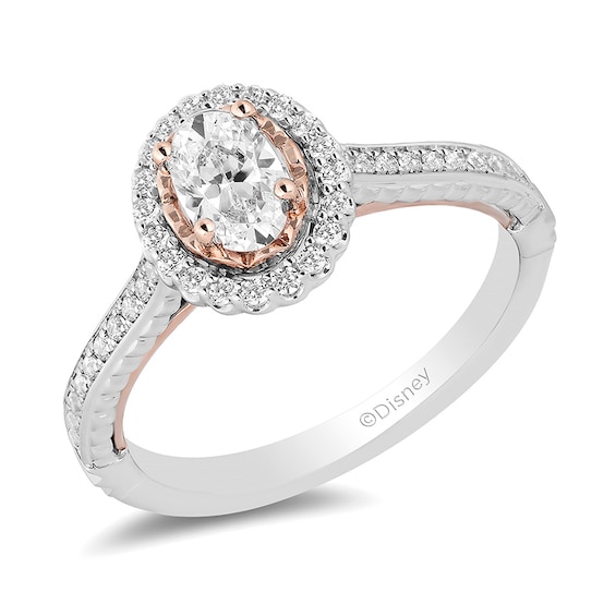 Previously Owned - Enchanted Disney Rapunzel 3/4 CT. T.w. Oval Diamond Frame Engagement Ring in 14K Two-Tone Gold