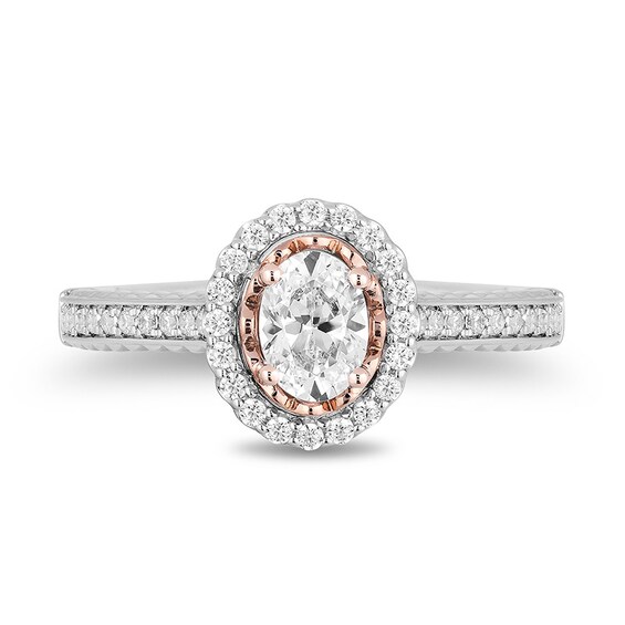 Previously Owned - Enchanted Disney Rapunzel 3/4 CT. T.w. Oval Diamond Frame Engagement Ring in 14K Two-Tone Gold