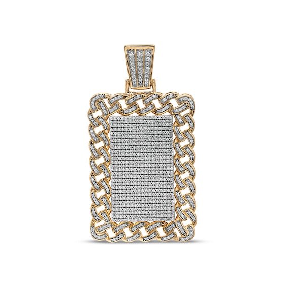 Previously Owned - 2 CT. T.w. Diamond Curb Chain Link Frame Dog Tag Necklace Charm in 10K Gold