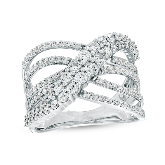 Previously Owned - Marilyn Monroe™ Collection 1/2 CT. T.W. Diamond Graduated Crossover Multi-Row Ring in 10K White Gold