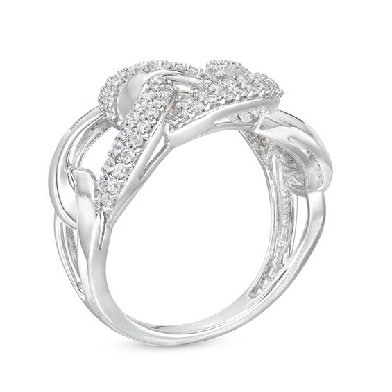 Previously Owned - 1/2 CT. T.w. Diamond Oval Chain Link Ring in Sterling Silver