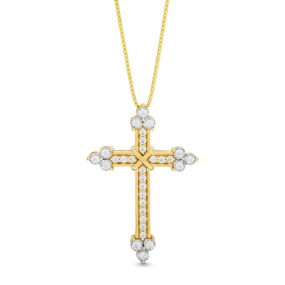 Previously Owned - 3/8 CT. T.w. Diamond "X" Trio Pointed Cross Pendant in 10K Gold