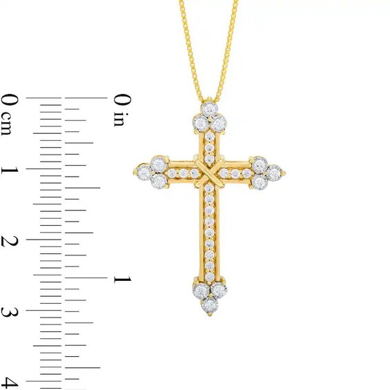 Previously Owned - 3/8 CT. T.w. Diamond "X" Trio Pointed Cross Pendant in 10K Gold