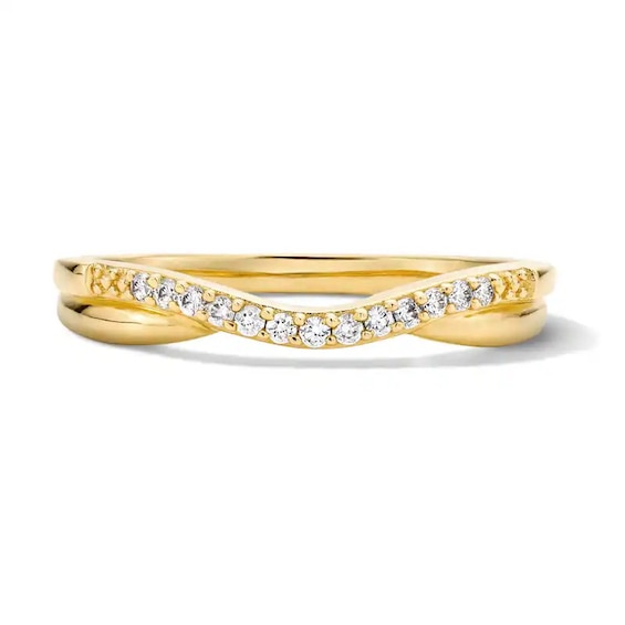 Previously Owned - 1/15 CT. T.w. Diamond Split Contour Band in 14K Gold