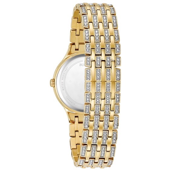 Previously Owned - Ladies' Bulova Phantom Crystal Accent Gold-Tone Watch with Silver-Tone Dial (Model: 98L263)