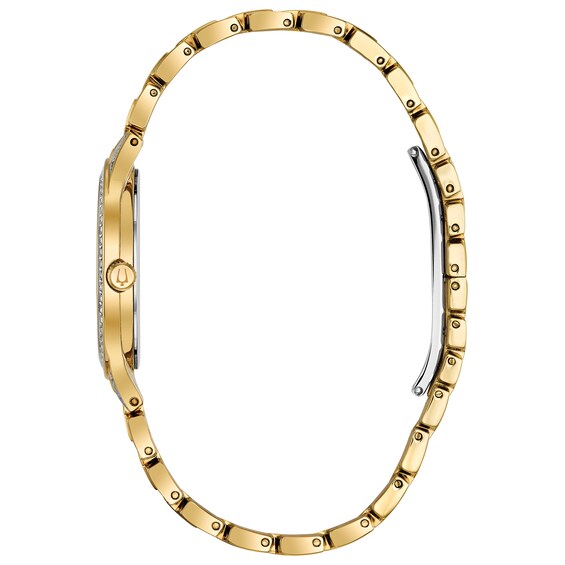 Previously Owned - Ladies' Bulova Phantom Crystal Accent Gold-Tone Watch with Silver-Tone Dial (Model: 98L263)