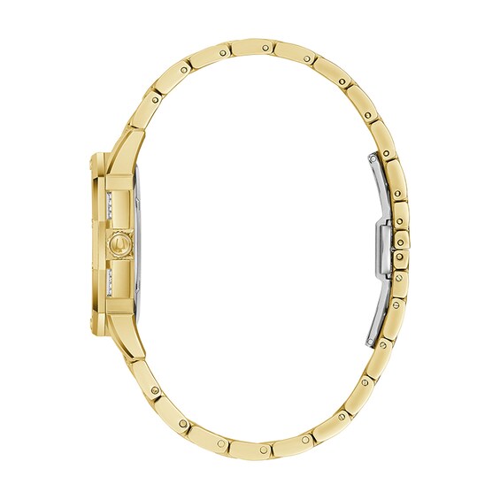 Previously Owned - Ladies' Bulova Octava Crystal Gold-Tone Watch with Silver-Tone Dial (Model: 98L302)