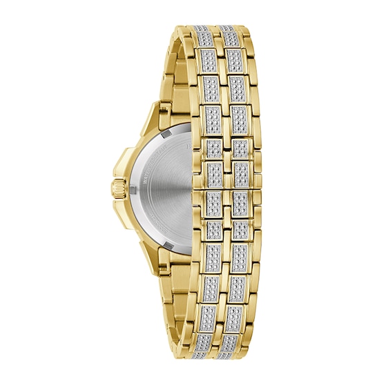 Previously Owned - Ladies' Bulova Octava Crystal Gold-Tone Watch with Silver-Tone Dial (Model: 98L302)