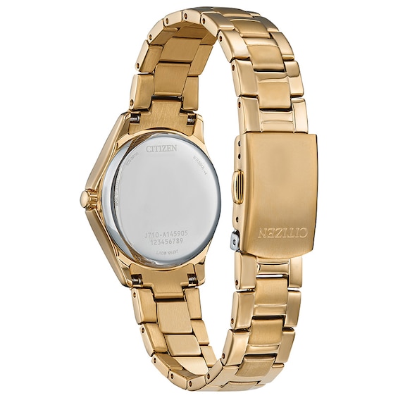 Previously Owned - Ladies’ Citizen Eco-Drive® Crystal Accent Gold-Tone IP Watch with Champagne Dial (Model: Fe1147-79P)