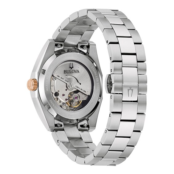 Previously Owned - Men's Bulova Surveyor Burgundy Dial Watch in Stainless Steel (Model 98B422)