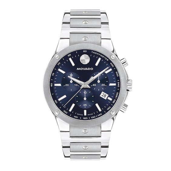 Previously Owned - Men’s Movado SE Chronograph Watch with Blue Dial (Model: 0607931)