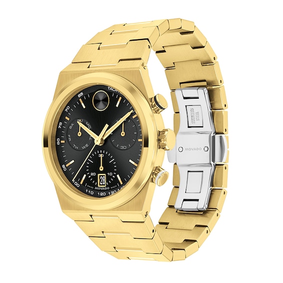 Previously Owned - Men’s Movado Bold® Quest Gold-Tone IP Chronograph Watch with Black Dial (Model: 3601198)