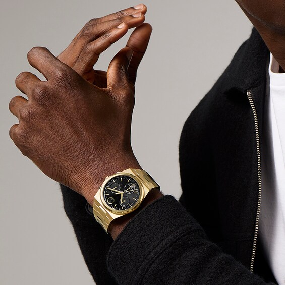 Previously Owned - Men’s Movado Bold® Quest Gold-Tone IP Chronograph Watch with Black Dial (Model: 3601198)