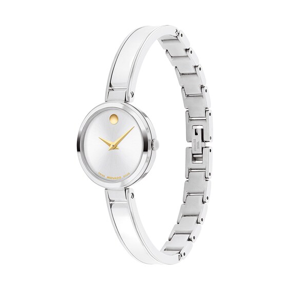 Previously Owned - Ladies' Movado Moda Bangle Watch with Silvery-White Sunray Dial (Model: 608011)