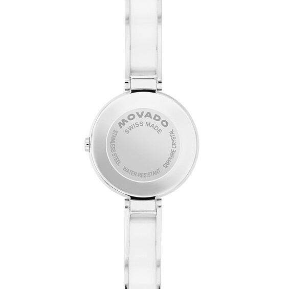 Previously Owned - Ladies' Movado Moda Bangle Watch with Silvery-White Sunray Dial (Model: 608011)