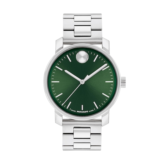 Previously Owned - Men's Movado Bold® Analog Watch with Green Dial and Stainless Steel Bracelet (Model: 3601308)