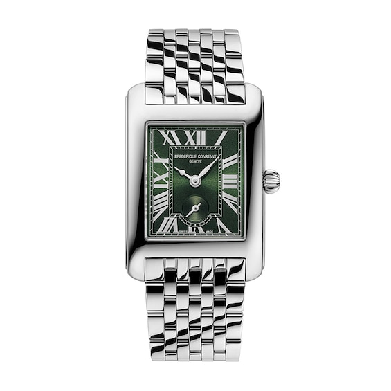 Previously Owned - Frederique Constant Classics Carrée Small Seconds Analog Watch with Green Dial (Model: Fc-235Gr2C6B)
