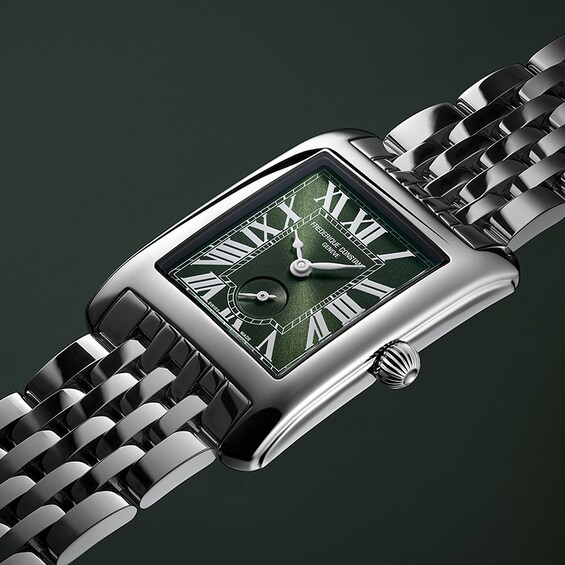 Previously Owned - Frederique Constant Classics Carrée Small Seconds Analog Watch with Green Dial (Model: Fc-235Gr2C6B)