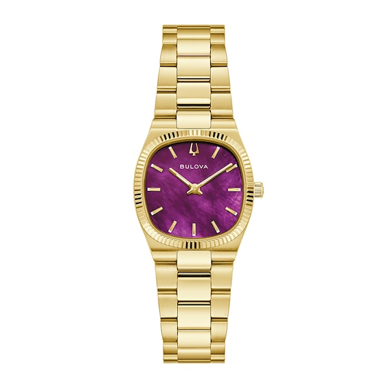 Previously Owned - Bulova Super Seville Mini Gold-Tone IP Stainless Steel Watch with Purple Dial (Model: 97L197)