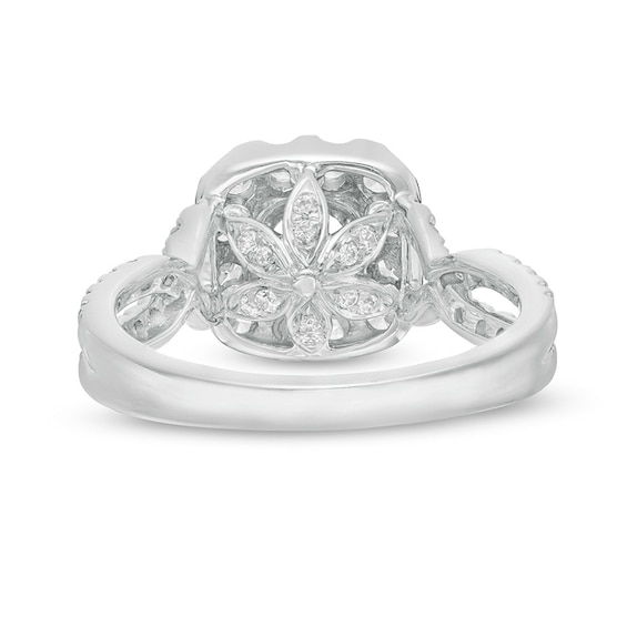 Previously Owned - Love's Destiny by Zales 2 CT. T.w. Diamond Cushion Frame Twist Soldered Bridal Set in 14K White Gold
