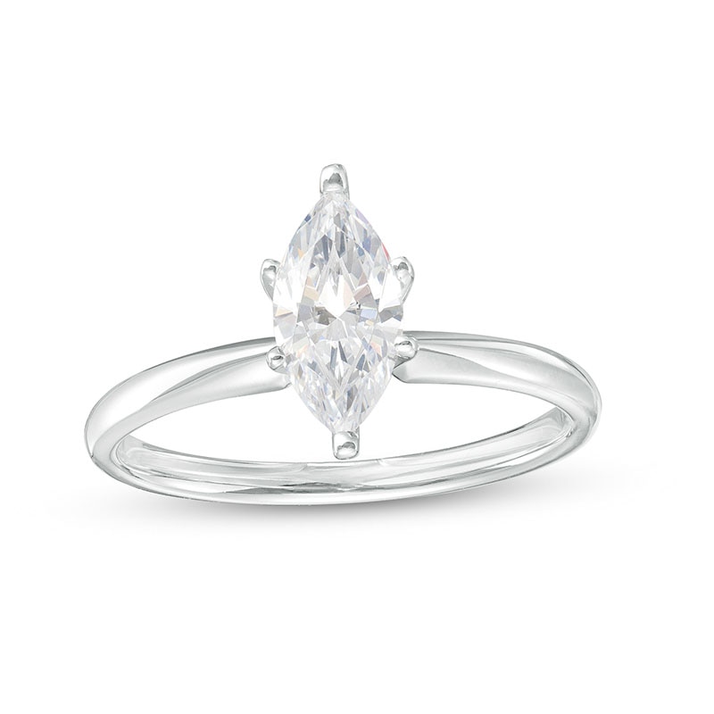 Main Image 1 of Previously Owned - 1-1/2 CT. Marquise Lab-Grown Diamond Solitaire Engagement Ring in 14K White Gold (F/VS2)