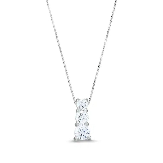 Previously Owned - 1 CT. T.W. Journey Lab-Grown Diamond Three Stone Pendant in 14K White Gold (F/SI2)