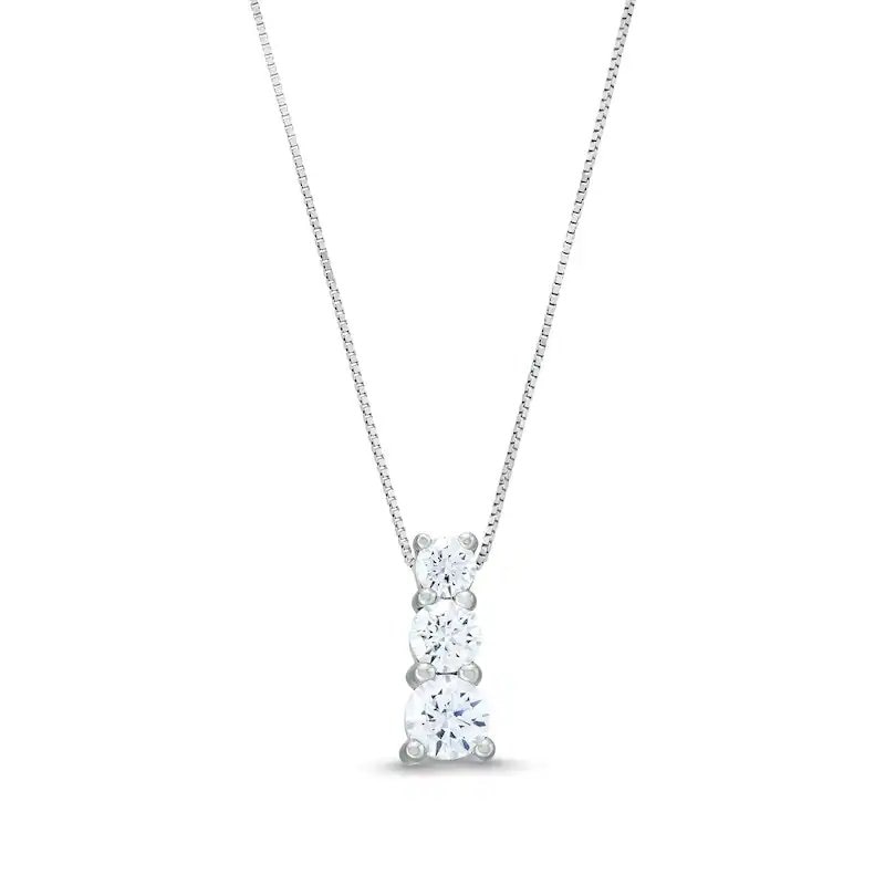 Main Image 1 of Previously Owned - 1 CT. T.W. Journey Lab-Grown Diamond Three Stone Pendant in 14K White Gold (F/SI2)