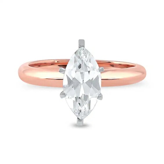 Previously Owned - 1 CT. Marquise-Cut Lab-Grown Diamond Solitaire Engagement Ring in 14K Rose Gold (F/Vs2)