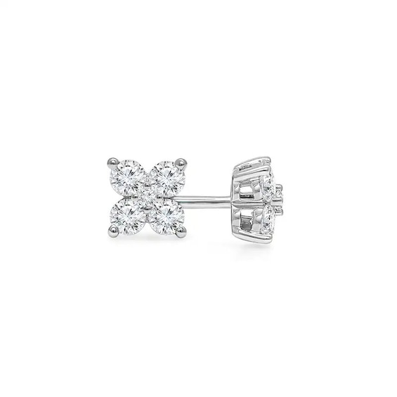 Previously Owned - 1/2 CT. T.w. Lab-Grown Diamond Five Stone Flower Stud Earrings in 10K White Gold (F/Si2)