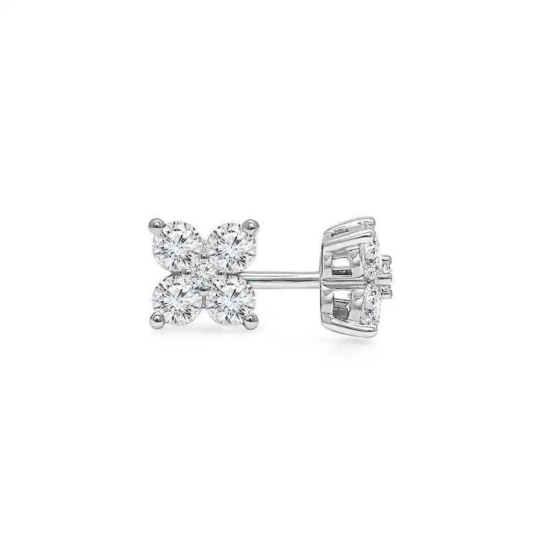 Main Image 1 of Previously Owned - 1/2 CT. T.W. Lab-Grown Diamond Five Stone Flower Stud Earrings in 10K White Gold (F/SI2)