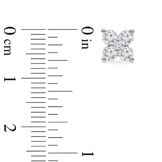 Previously Owned - 1/2 CT. T.w. Lab-Grown Diamond Five Stone Flower Stud Earrings in 10K White Gold (F/Si2)