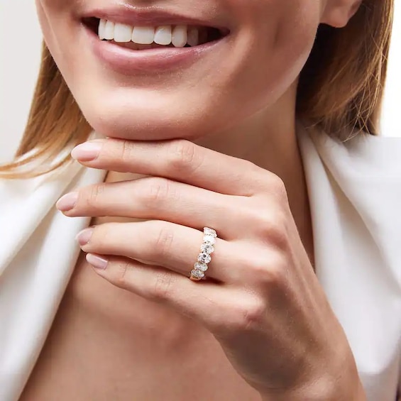 Previously Owned - 2 CT. T.w. Oval Lab-Grown Diamond Seven Stone Anniversary Band in 14K Gold (F/Si2)