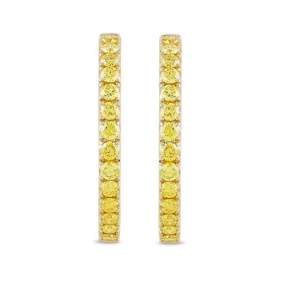 Previously Owned - 1 CT. T.w. Yellow Lab-Grown Diamond Hoop Earrings in 10K Gold (Si2)