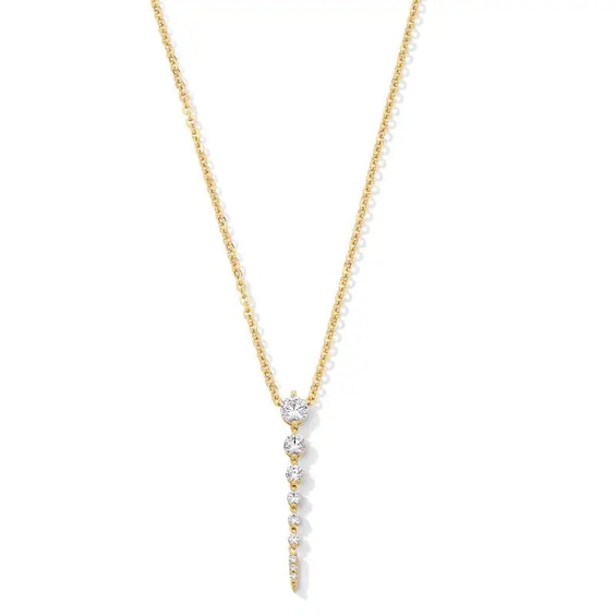 Previously Owned - 1/2 CT. T.w. Journey Lab-Grown Diamond Vertical Drop Necklace in 10K Gold (F/Vs2)