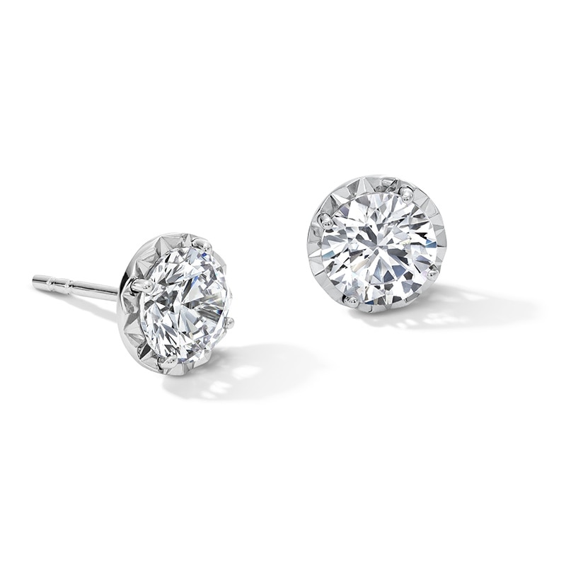 Main Image 1 of Previously Owned - 2 CT. T.W. Lab-Grown Diamond Miracle Solitaire Stud Earrings in 14K White Gold (F/VS2)