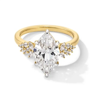 Previously Owned - 3-1/3 CT. T.W. Marquise-Cut Lab-Grown Diamond Leaf-Sides Engagement Ring in 14K Gold (F/VS2)